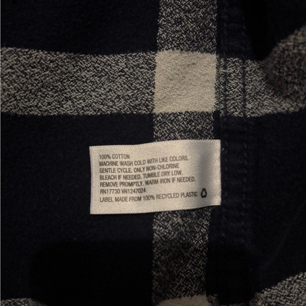 Dark Blue and White Long Sleeve Button-Up Flannel - Picture 11 of 11